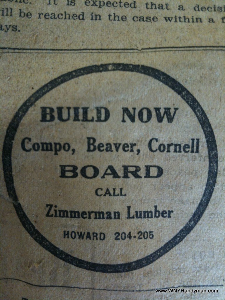Zimmerman Lumber Ad from 1919
